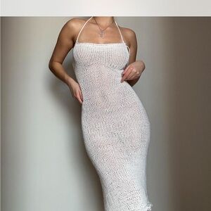 Handmade White Knit Halter Dress